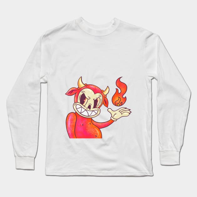 Devil with flame Long Sleeve T-Shirt by Sasshhaaaart